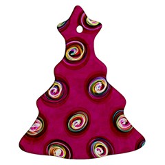 Digitally Painted Abstract Polka Dot Swirls On A Pink Background Christmas Tree Ornament (two Sides) by Nexatart