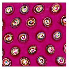 Digitally Painted Abstract Polka Dot Swirls On A Pink Background Large Satin Scarf (square) by Nexatart