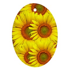 Sunflowers Background Wallpaper Pattern Ornament (oval) by Nexatart