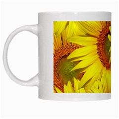 Sunflowers Background Wallpaper Pattern White Mugs by Nexatart