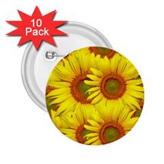 Sunflowers Background Wallpaper Pattern 2 25  Buttons (10 Pack)  by Nexatart