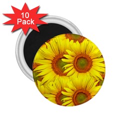 Sunflowers Background Wallpaper Pattern 2 25  Magnets (10 Pack)  by Nexatart