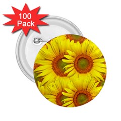 Sunflowers Background Wallpaper Pattern 2 25  Buttons (100 Pack)  by Nexatart