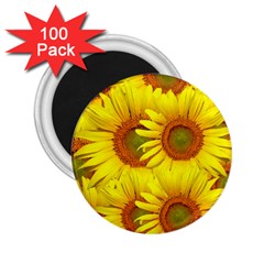 Sunflowers Background Wallpaper Pattern 2 25  Magnets (100 Pack)  by Nexatart