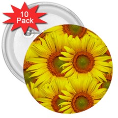 Sunflowers Background Wallpaper Pattern 3  Buttons (10 Pack)  by Nexatart