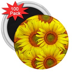 Sunflowers Background Wallpaper Pattern 3  Magnets (100 Pack) by Nexatart