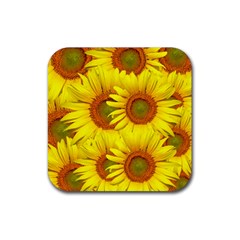 Sunflowers Background Wallpaper Pattern Rubber Coaster (square)  by Nexatart