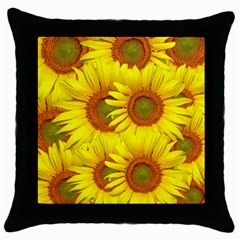 Sunflowers Background Wallpaper Pattern Throw Pillow Case (black) by Nexatart