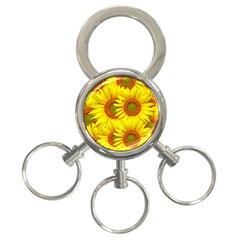 Sunflowers Background Wallpaper Pattern 3-ring Key Chains by Nexatart