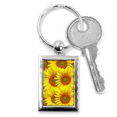 Sunflowers Background Wallpaper Pattern Key Chains (rectangle)  by Nexatart