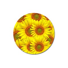 Sunflowers Background Wallpaper Pattern Magnet 3  (round) by Nexatart