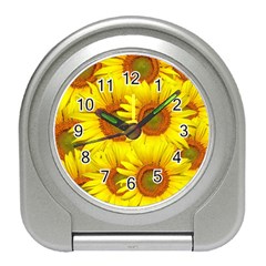 Sunflowers Background Wallpaper Pattern Travel Alarm Clocks by Nexatart