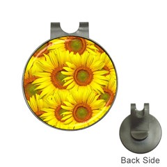 Sunflowers Background Wallpaper Pattern Hat Clips With Golf Markers by Nexatart