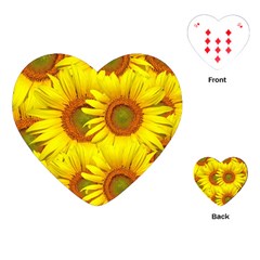 Sunflowers Background Wallpaper Pattern Playing Cards (heart)  by Nexatart