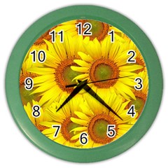 Sunflowers Background Wallpaper Pattern Color Wall Clocks by Nexatart