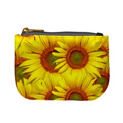 Sunflowers Background Wallpaper Pattern Mini Coin Purses by Nexatart