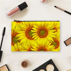 Sunflowers Background Wallpaper Pattern Cosmetic Bag (medium)  by Nexatart