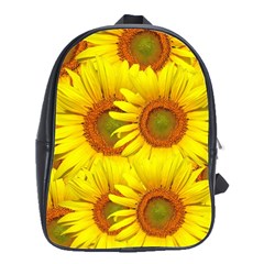 Sunflowers Background Wallpaper Pattern School Bags(large)  by Nexatart