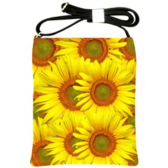 Sunflowers Background Wallpaper Pattern Shoulder Sling Bags by Nexatart