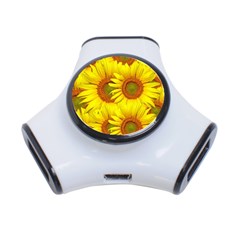 Sunflowers Background Wallpaper Pattern 3-port Usb Hub by Nexatart