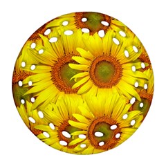 Sunflowers Background Wallpaper Pattern Ornament (round Filigree) by Nexatart