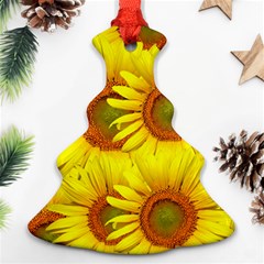 Sunflowers Background Wallpaper Pattern Christmas Tree Ornament (two Sides) by Nexatart