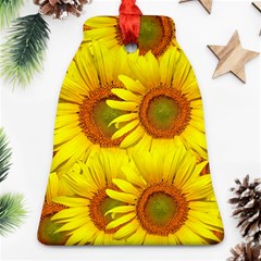 Sunflowers Background Wallpaper Pattern Bell Ornament (two Sides) by Nexatart