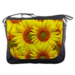 Sunflowers Background Wallpaper Pattern Messenger Bags by Nexatart