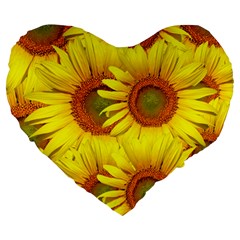 Sunflowers Background Wallpaper Pattern Large 19  Premium Heart Shape Cushions by Nexatart