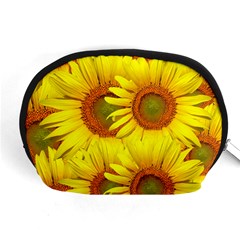 Sunflowers Background Wallpaper Pattern Accessory Pouches (medium)  by Nexatart