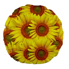 Sunflowers Background Wallpaper Pattern Large 18  Premium Flano Round Cushions by Nexatart