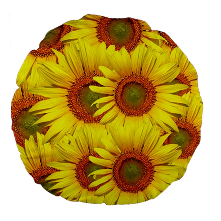 Sunflowers Background Wallpaper Pattern Large 18  Premium Flano Round Cushions