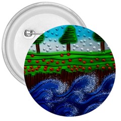 Beaded Landscape Textured Abstract Landscape With Sea Waves In The Foreground And Trees In The Background 3  Buttons by Nexatart