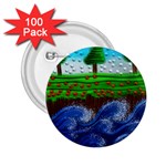 Beaded Landscape Textured Abstract Landscape With Sea Waves In The Foreground And Trees In The Background 2.25  Buttons (100 pack)  Front