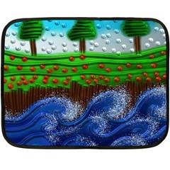 Beaded Landscape Textured Abstract Landscape With Sea Waves In The Foreground And Trees In The Background Fleece Blanket (mini) by Nexatart