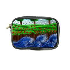 Beaded Landscape Textured Abstract Landscape With Sea Waves In The Foreground And Trees In The Background Coin Purse by Nexatart