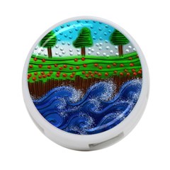 Beaded Landscape Textured Abstract Landscape With Sea Waves In The Foreground And Trees In The Background 4-port Usb Hub (two Sides)  by Nexatart