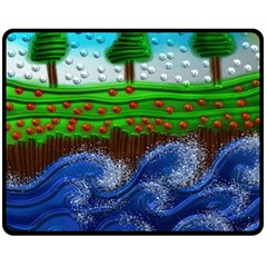 Beaded Landscape Textured Abstract Landscape With Sea Waves In The Foreground And Trees In The Background Fleece Blanket (medium)  by Nexatart