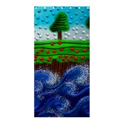 Beaded Landscape Textured Abstract Landscape With Sea Waves In The Foreground And Trees In The Background Shower Curtain 36  X 72  (stall)  by Nexatart