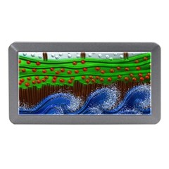 Beaded Landscape Textured Abstract Landscape With Sea Waves In The Foreground And Trees In The Background Memory Card Reader (mini) by Nexatart