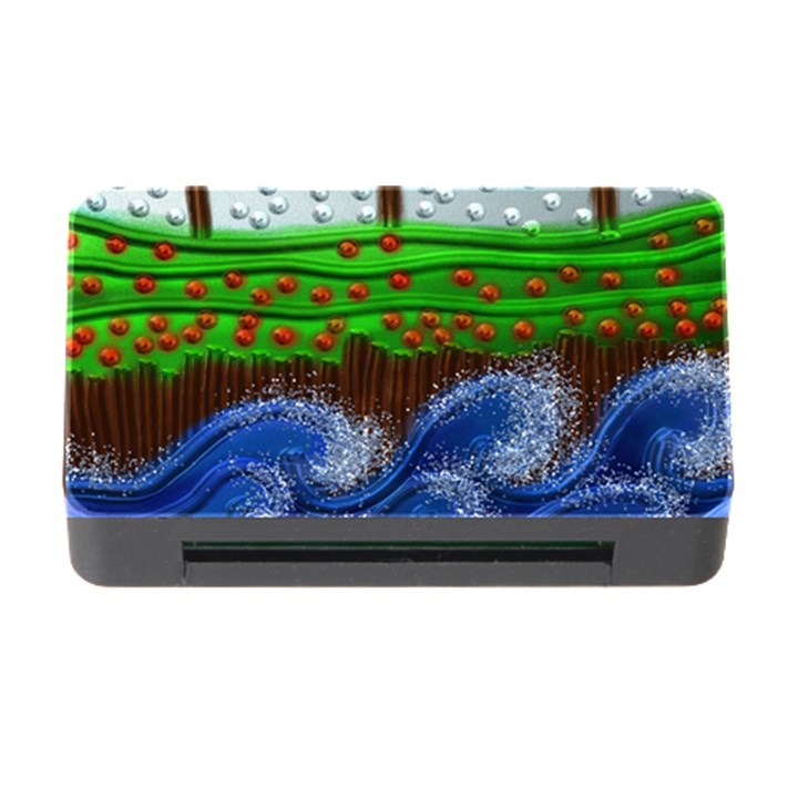 Beaded Landscape Textured Abstract Landscape With Sea Waves In The Foreground And Trees In The Background Memory Card Reader with CF