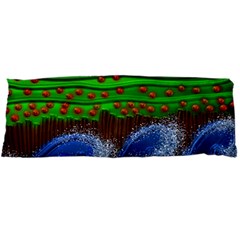 Beaded Landscape Textured Abstract Landscape With Sea Waves In The Foreground And Trees In The Background Body Pillow Case Dakimakura (two Sides) by Nexatart