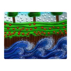 Beaded Landscape Textured Abstract Landscape With Sea Waves In The Foreground And Trees In The Background Double Sided Flano Blanket (mini) 