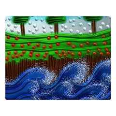 Beaded Landscape Textured Abstract Landscape With Sea Waves In The Foreground And Trees In The Background Double Sided Flano Blanket (large) 