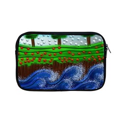 Beaded Landscape Textured Abstract Landscape With Sea Waves In The Foreground And Trees In The Background Apple Macbook Pro 13  Zipper Case