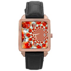 Stylish Background With Flowers Rose Gold Leather Watch  by Nexatart