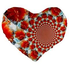 Stylish Background With Flowers Large 19  Premium Flano Heart Shape Cushions by Nexatart