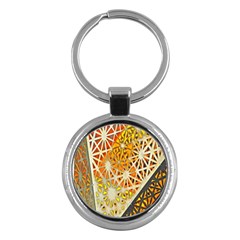 Abstract Starburst Background Wallpaper Of Metal Starburst Decoration With Orange And Yellow Back Key Chains (round)  by Nexatart