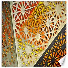 Abstract Starburst Background Wallpaper Of Metal Starburst Decoration With Orange And Yellow Back Canvas 12  X 12   by Nexatart