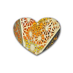 Abstract Starburst Background Wallpaper Of Metal Starburst Decoration With Orange And Yellow Back Heart Coaster (4 Pack)  by Nexatart